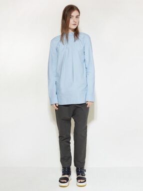 Rare Find - Marni Women's Sky Blue Gathered Poplin Blouse-Size 40 (US Size 8–10)